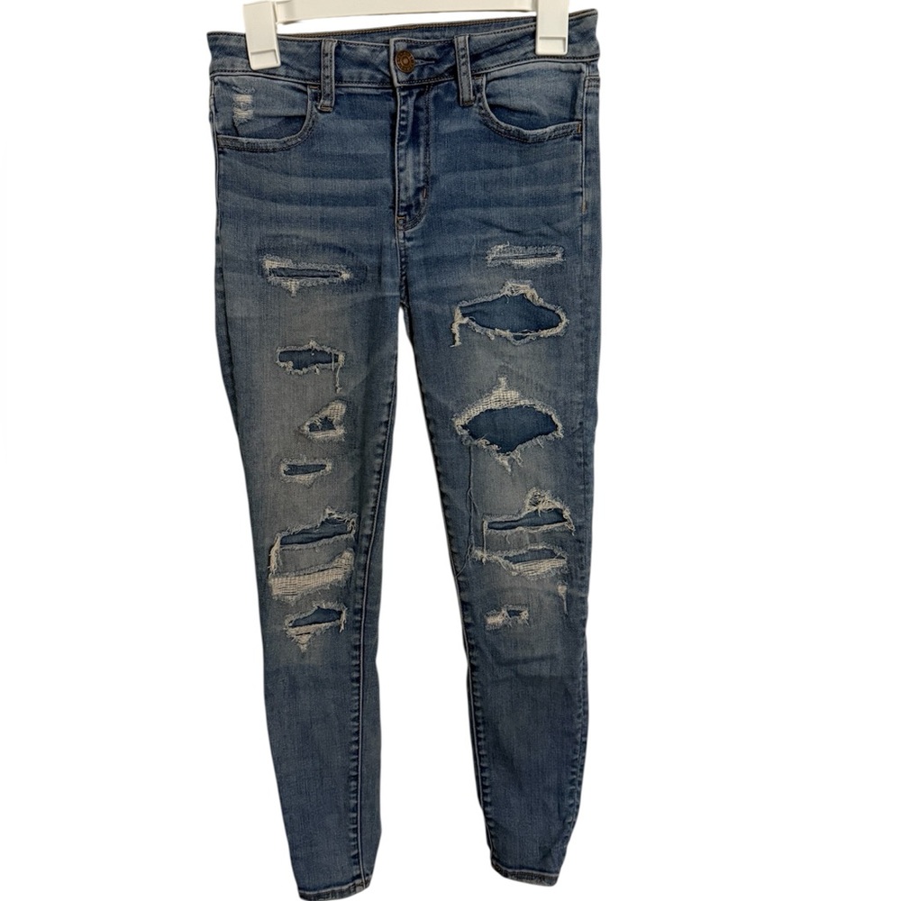 American Eagle Outfitters Ripped Blue Skinny Jeans